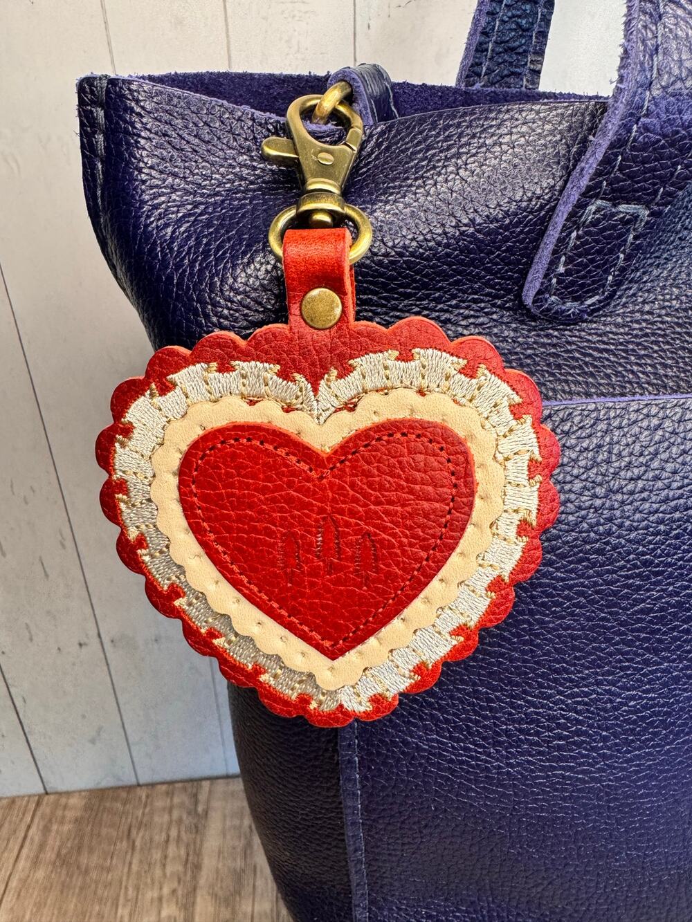 Portland Leather Red Heart Bag Charm Crossbody Bag Flair CHILI RED Heart
